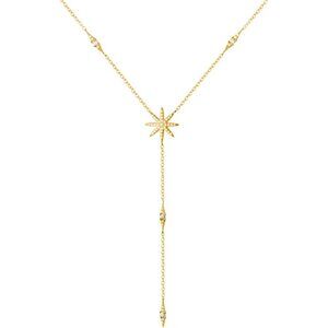 925 Sterling Silver Star Y Necklace for Women Teens CZ Star Necklace Choker Neck
